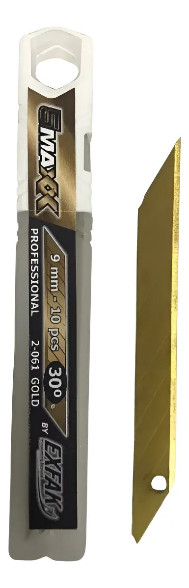LÃMINA ESTILETE 9MM 30° GOLD C/ 10